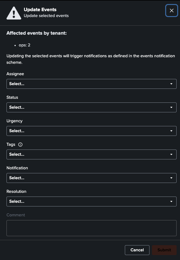 Bulk Update Modal