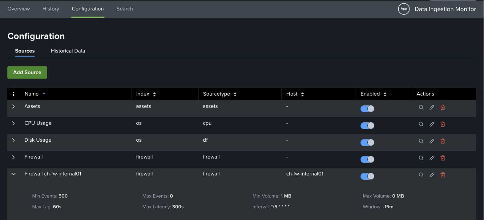 Data Ingestion Monitor Configuration