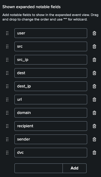 Notable Fields Configuration