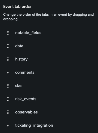 Event Tab Order Settings