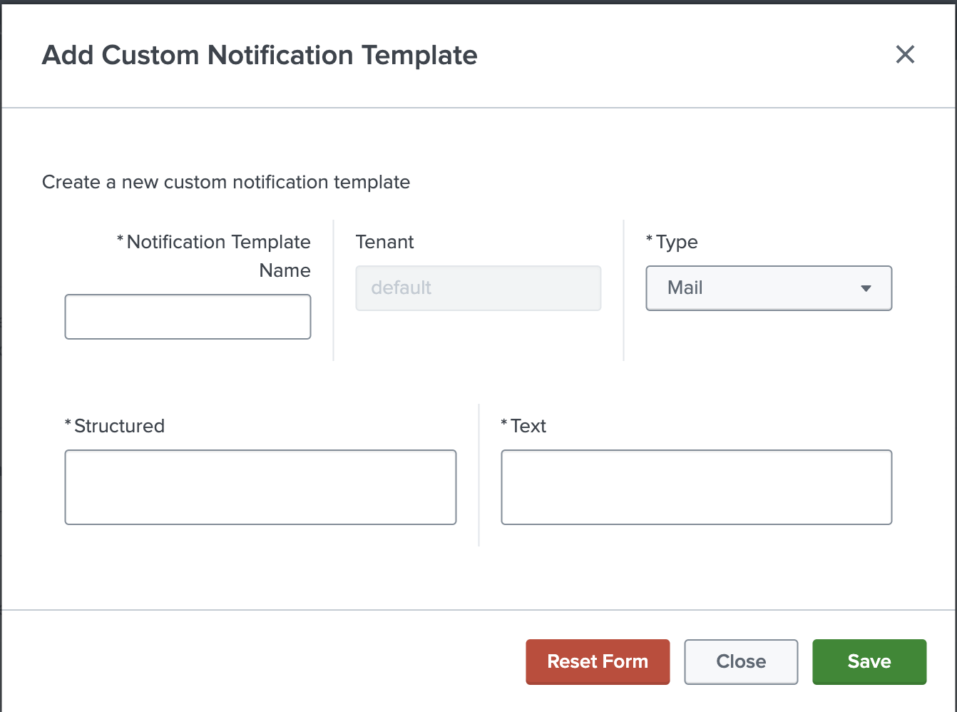 Add Custom Notification Template Modal