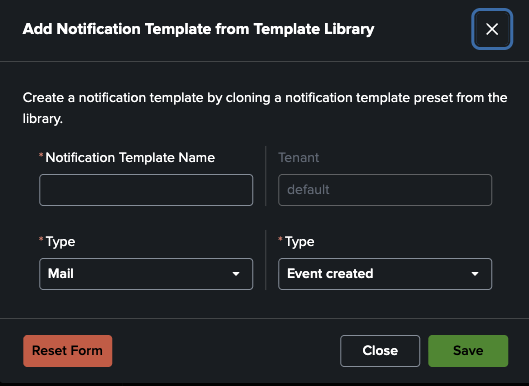 Template Library Modal