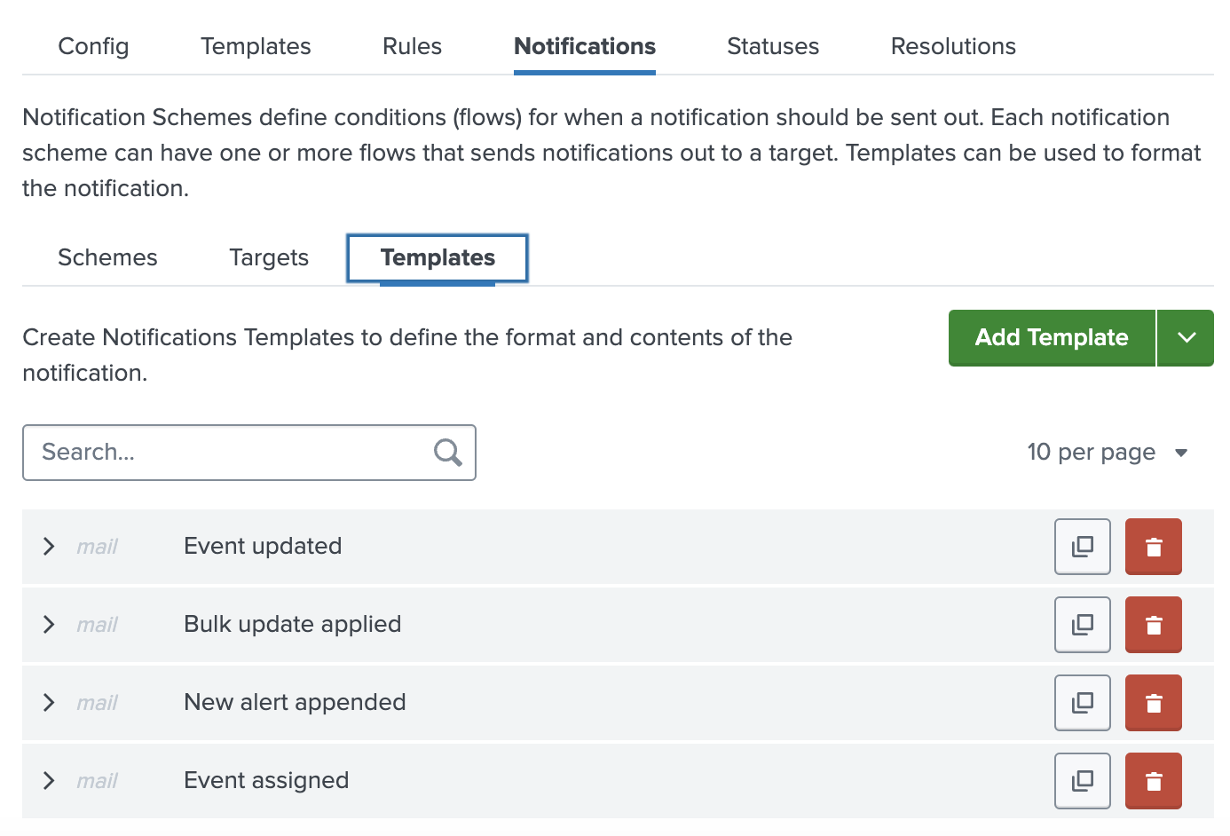 Notification Templates Tab