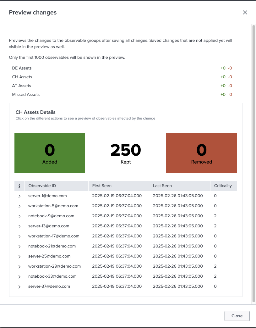 Observables Groups Reorder Preview