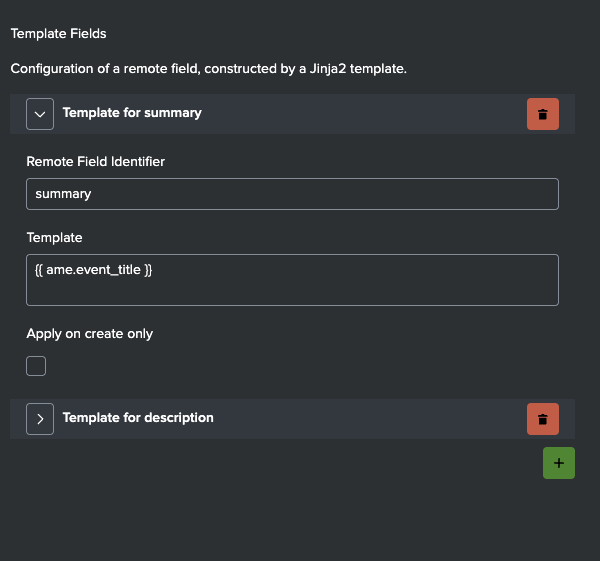 Configuring summary via template