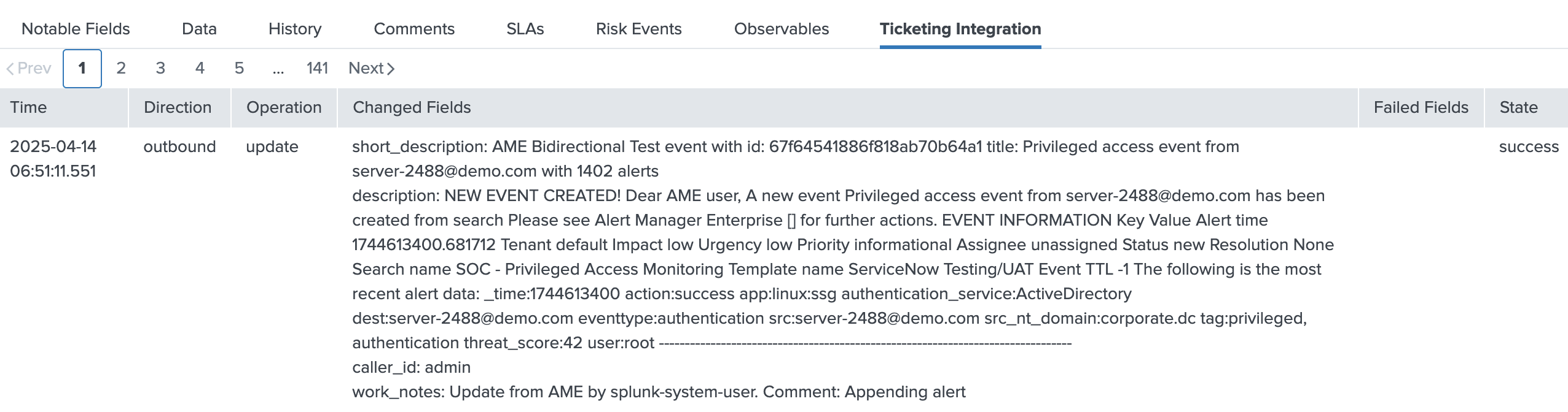 Viewing Integration Status in AME
