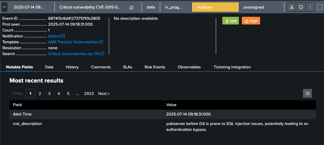 AME Event created from a Realization Rule