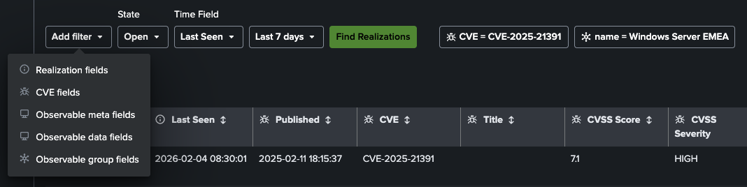 Vulnerability Intelligence — Realization Filters