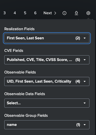 Vulnerability Intelligence — Table Options